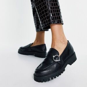 ASRA (ASOS) chunky loafers in black leather size 8.5 like new!